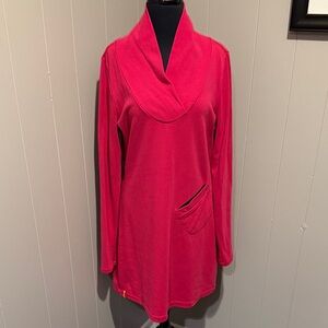 Lole Women Large Long Sleeve Dress - Bold Pink V Neck Cowl